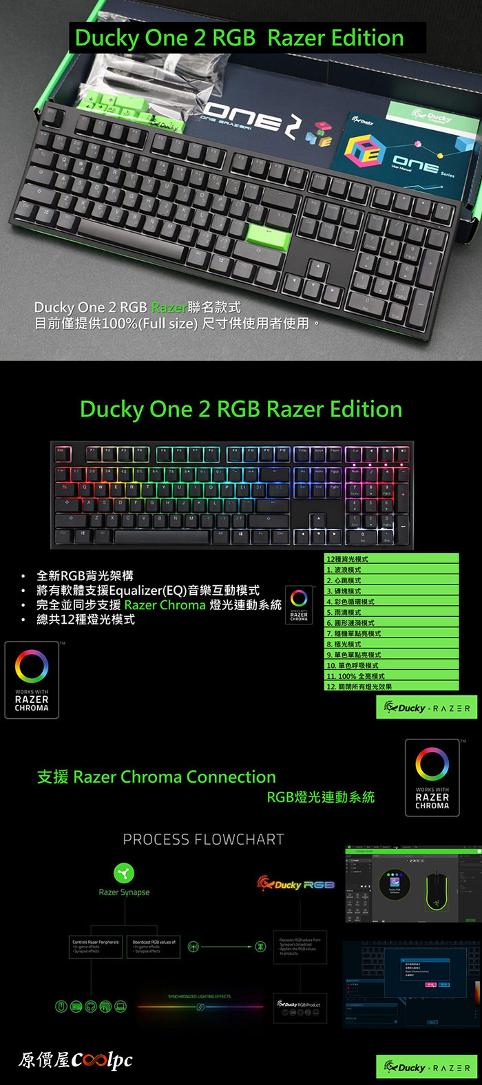 限量搶購】左右不為難！DUCKY ONE2 x RAZER 聯名款-綠橘黃軸到齊